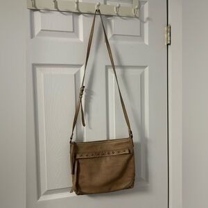 FRYE AND CO. Tan Crossbody Bag with Stud Details